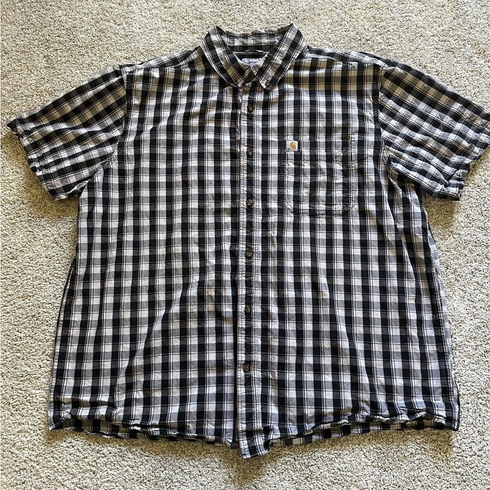 Carhartt Men’s Button Down Short Sleeve Shirt Size 2XL Plaid Relaxed Fit
